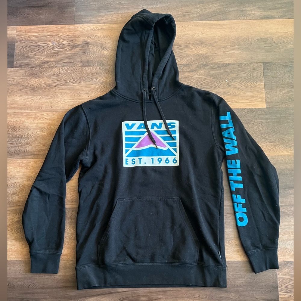 Vans Black Hoodie with Blue and Purple Graphics